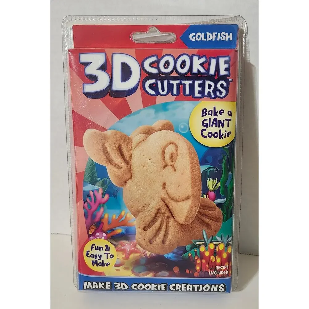 3D Cookie Cutters Lot of 3 Cat Dog Goldfish Bake Giant Cookie New Sealed